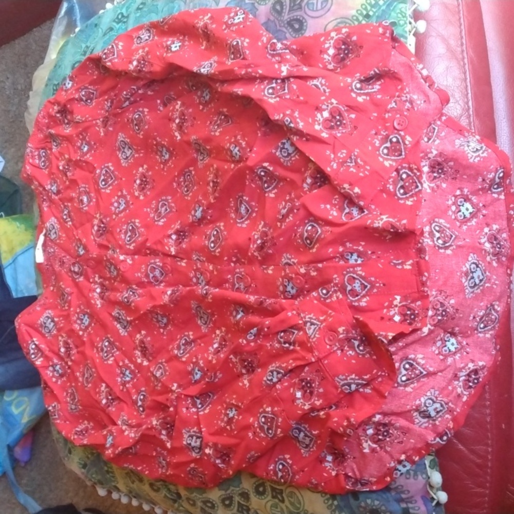 Red pattern button up